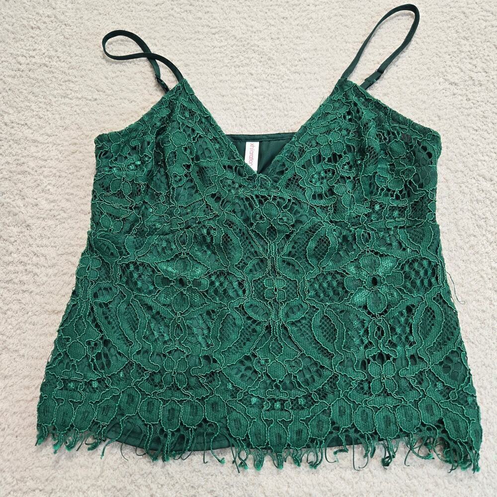 Green lace tank top cami crop top Size S by Xhilaration Y2K Whimsygoth